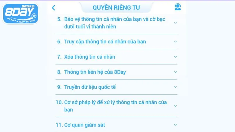8Day bảo vệ thông tin riêng tư cho người dùng