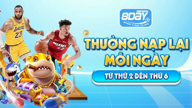 Áp dụng của ưu đãi thưởng nạp lại cho mọi game thủ 8day