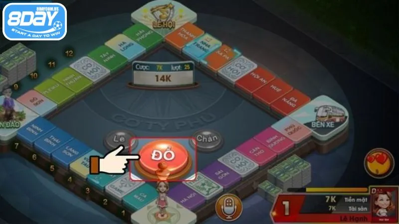 Game cờ tỷ phú tại 8Day với bộ bàn cờ cơ bản 