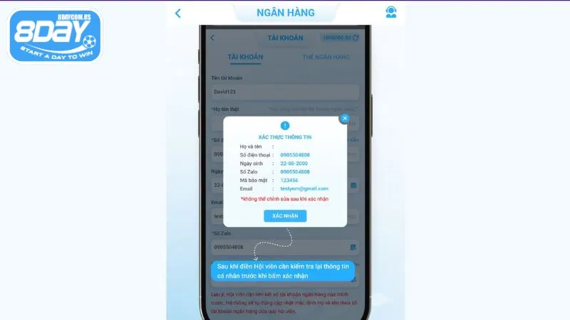 Giao dịch rút tiền tại 8Day không tốn phí giao dịch