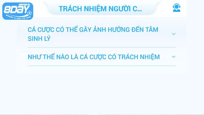 Người chơi cần chơi có trách nhiệm tại nhà cái 8Day