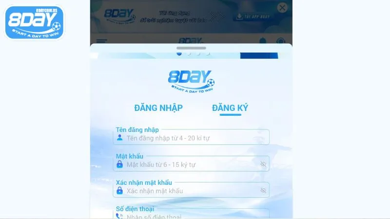 Người chơi cần cung cấp thông tin cho 8Day chính xác