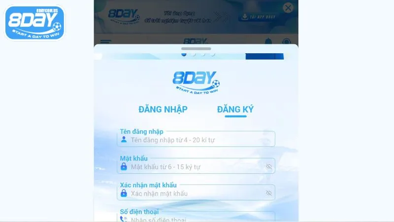 Người chơi cần tuân thủ điều kiện đăng ký tại 8Day