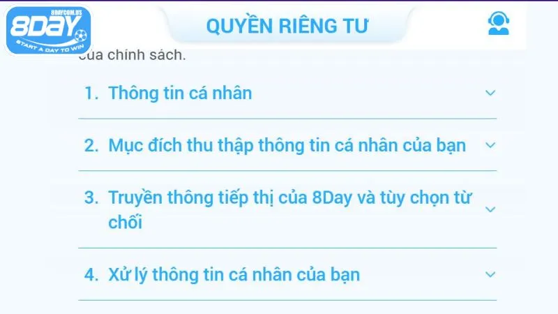 Quyền riêng tư 8Day đảm bảo an toàn cho người chơi