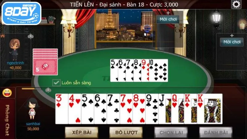 Tiến lên miền Bắc thu hút nhiều game thủ tại 8Day