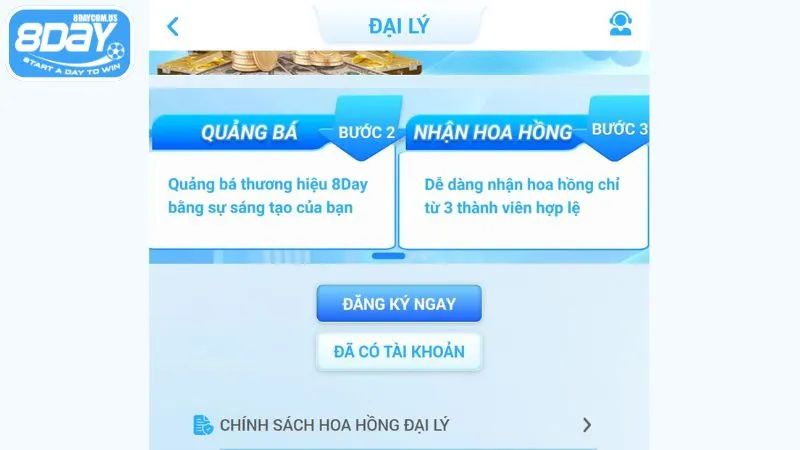 Trở thành đại lý 8Day chỉ với vài bước đơn giản